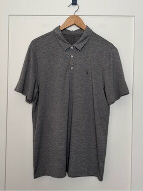 Vuori Polo Shirt Mens Sz L Gray Knit Short Sleeve Performance Golf Preppy V1004